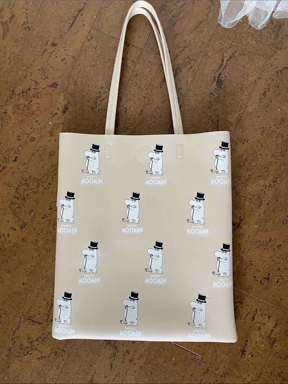 Miniso MOOMIN Japan Finland Beige Tote Bag with Top Hat Print